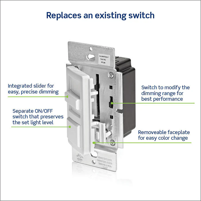 IllumaTech Dimmer Switch for Dimmable LED, Halogen and Incandescent Bulbs, IPL06-10Z - Image 3