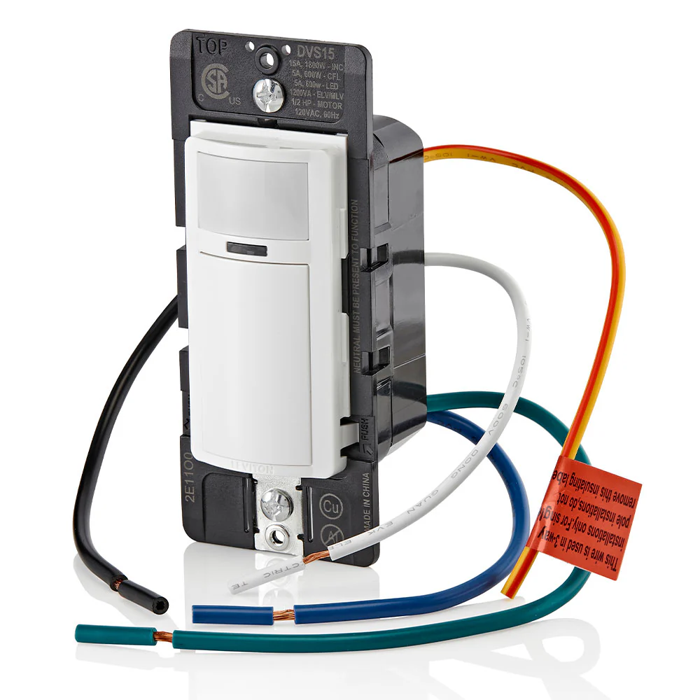 Decora Vacancy Motion Sensor Light Switch, Manual-On, 15A, Residential Grade, Single Pole, Multi-Way or Multi-Sensor, DVS15,1LZ - Image 3