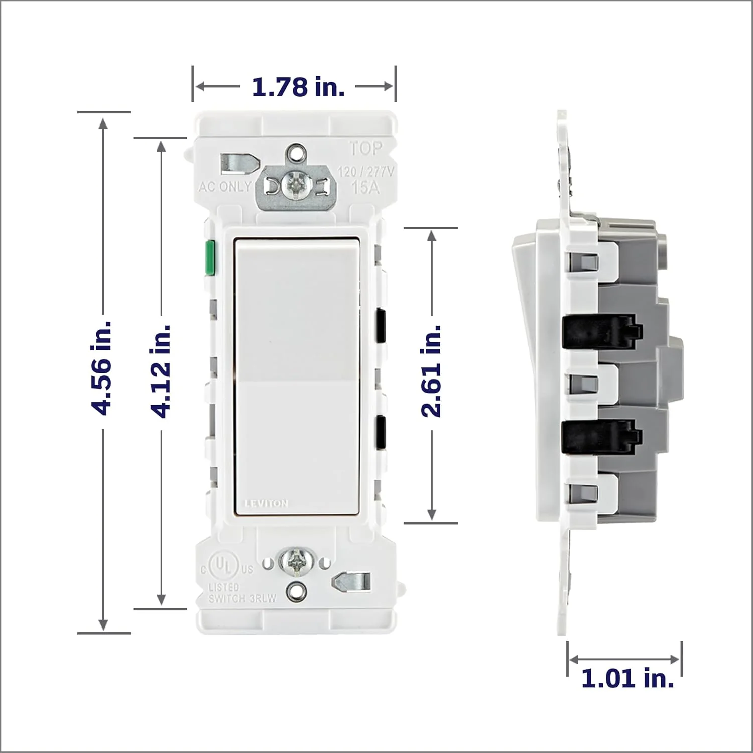 Lever Edge 15 Amp Single Pole Rocker Switch, White, E5601-MW - Image 5