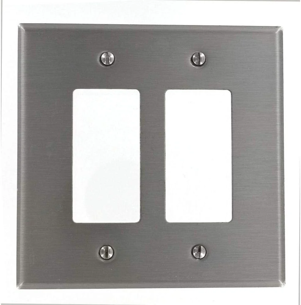 Leviton 2-Gang Decora Wallplate, Oversized, Non-Magnetic Stainless Steel