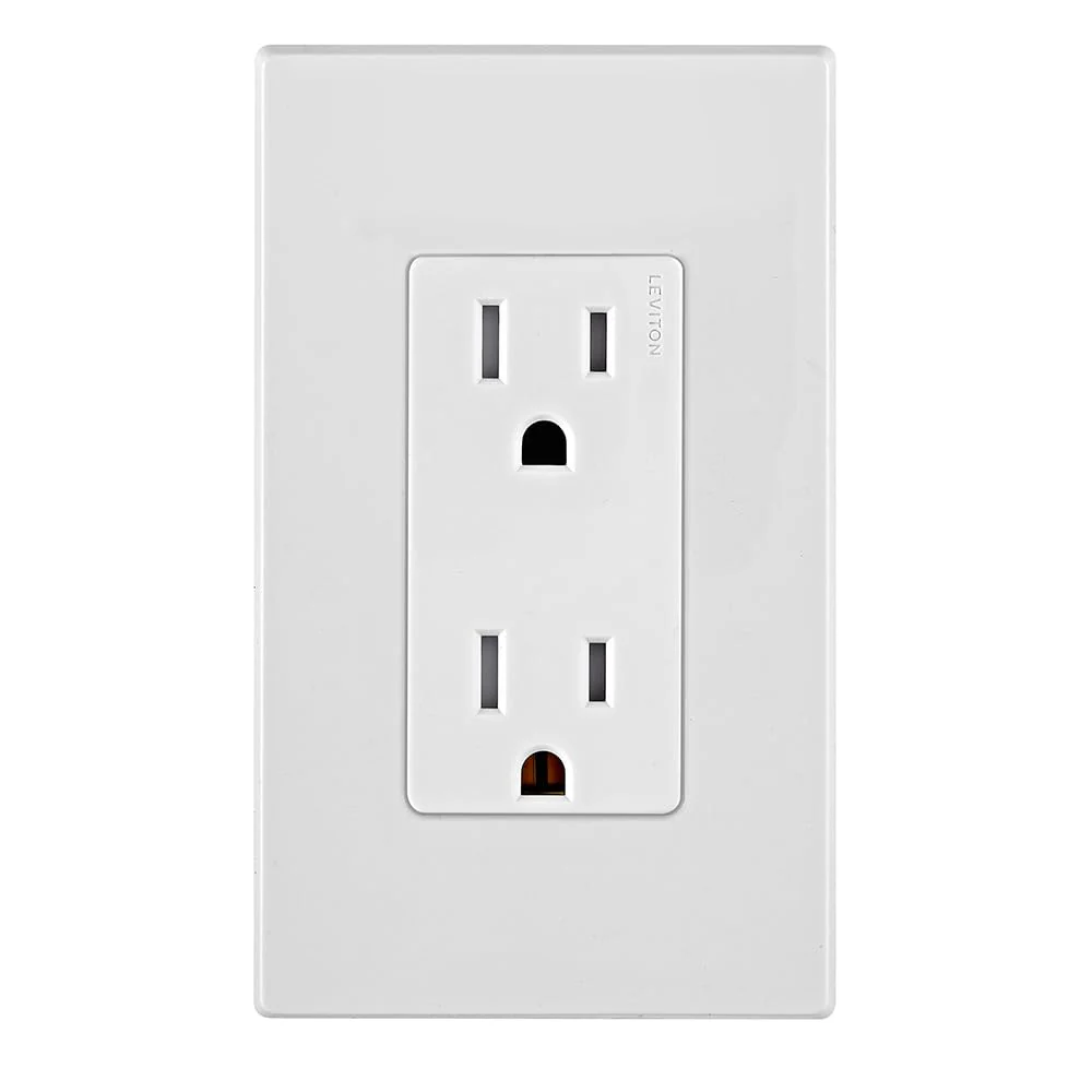 Leviton E5325 Decora Edge 15 Amp Tamper-Resistant Duplex Outlet, White - Image 4