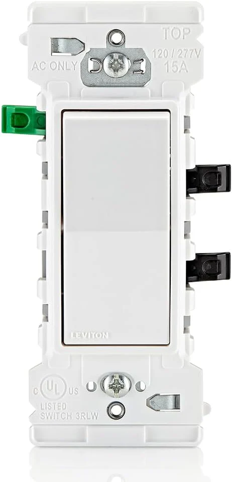Leviton E5603 Decora Edge 15 Amp 3-Way Rocker Switch, White - Image 5