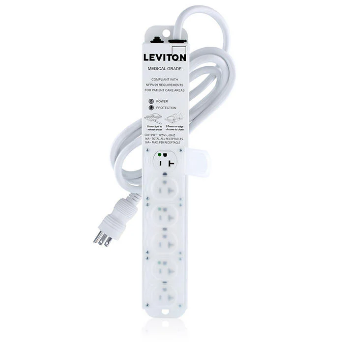 Medical Grade Surge Protective Power Strip, 20 Amps, 125-Volt, 6 Outlets, 7 Ft. Cord Length, 5306M-2S7