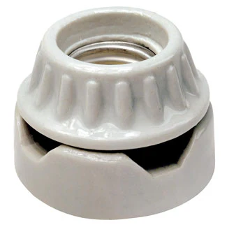 Medium Base, Two-Piece, Keyless, Incandescent, Unglazed Porcelain Lampholder, Surface Mount Low, Single Circuit, Back Wired, - White, 9880
