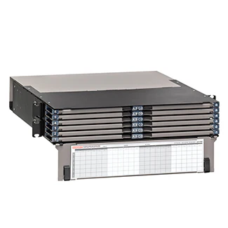 OPT-X UHDX 2RU Fiber Enclosure, empty, with sliding trays; Accepts up to (24) HDX components, 5R2UD-S24