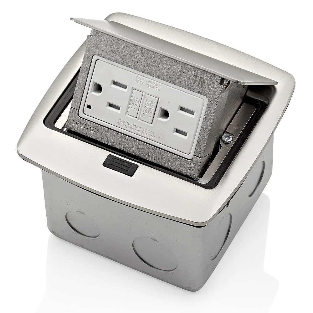Pop-Up Floor Box with 15 Amp, Tamper-Resistant Self-Test GFCI Outlet, PFGF1-BN