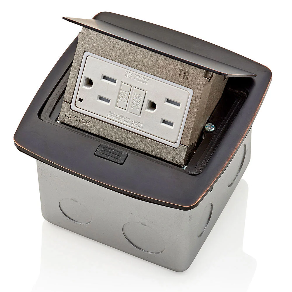 Pop-Up Floor Box with 15 Amp, Tamper-Resistant Self-Test GFCI Outlet, PFGF1-BZ