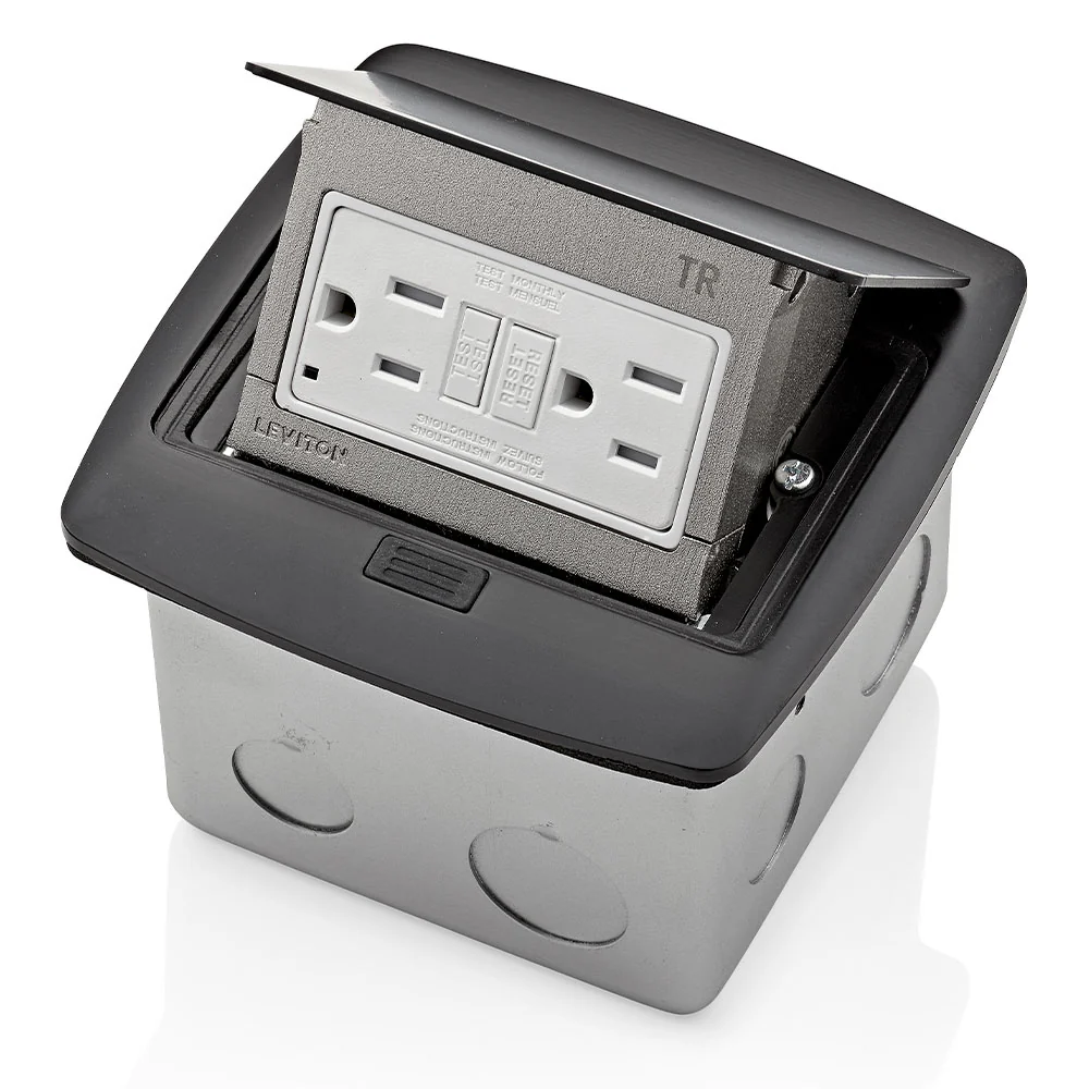 Pop-Up Floor Box with 15 Amp, Tamper-Resistant Self-Test GFCI Outlet, PFGF1-MB