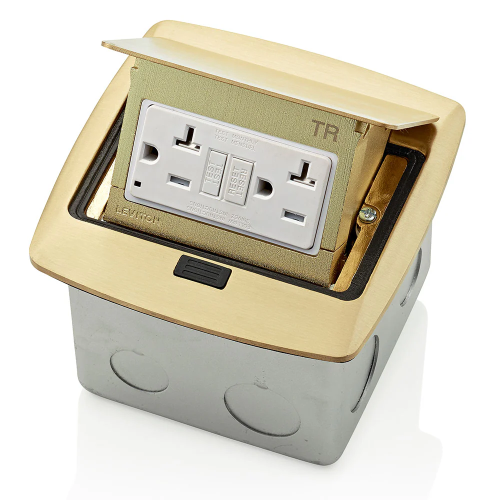 Pop-Up Floor Box with 20 Amp, Tamper-Resistant Self-Test GFCI Outlet, PFGF2-BR
