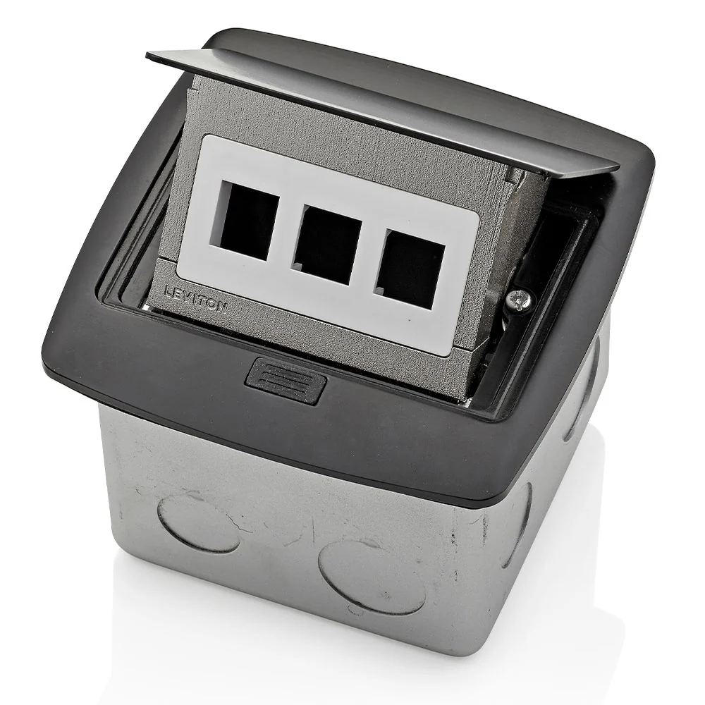 Pop-Up Floor Box with 3-Port QUICKPORT Insert, PFQP3-MB