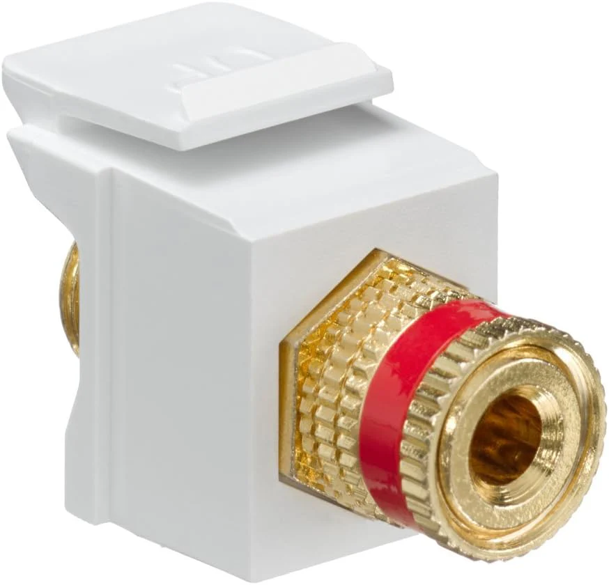 QUICKPORT Binding Post Adapter with Red Stripe, White, 40833-BWR