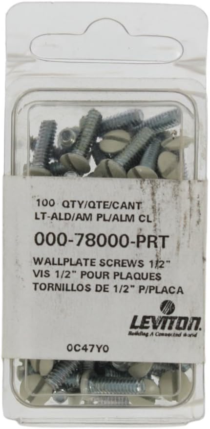 Replacement Wallplate/Faceplate Screws, 1/2" Long 6-32 Thread, Light Almond, 78000-PRT