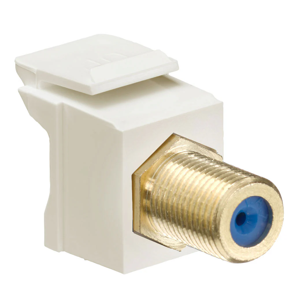 Feedthrough QUICKPORT F-Connector, Gold Plated, Light Almond Housing, 40831-FTG