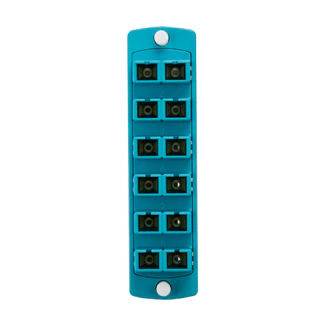 SDX Precision Molded Plate (AQUA), 50/125um Multimode Laser Optimized OM3/4, Duplex SC, 12 fibers, Zirconia Ceramic Sleeve, 5F100-2QC