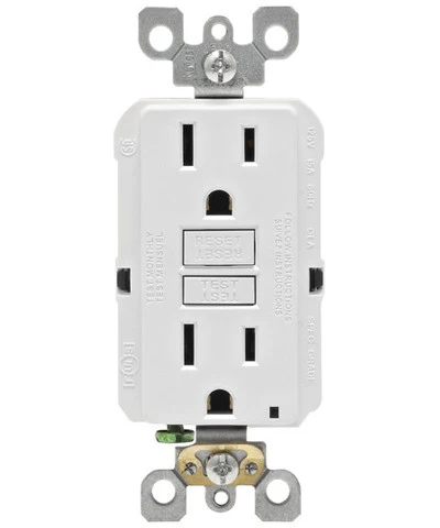 Self-Test SmartlockPro Slim GFCI Non-Tamper Resistant Receptacle with LED Indicator, 15-Amp, GFNT1