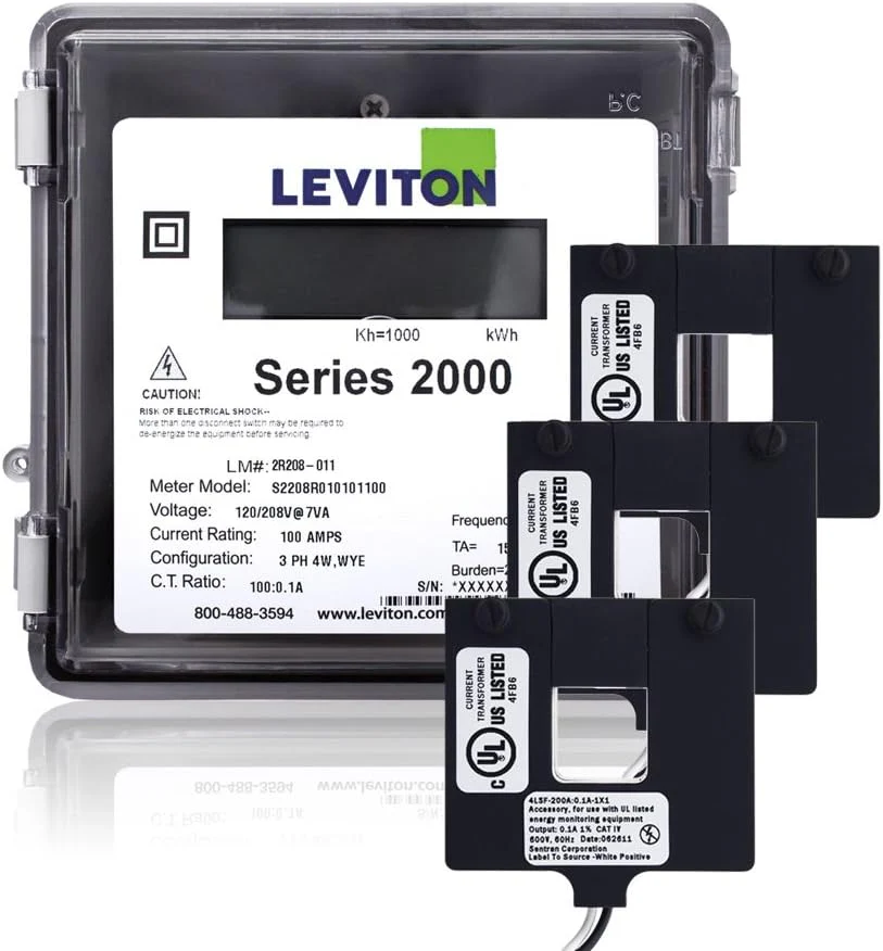 Series 2000 120/208V 3P4W 1200A Outdoor kWh Meter Kit with 3 Split Core CTs, 2O208-12W