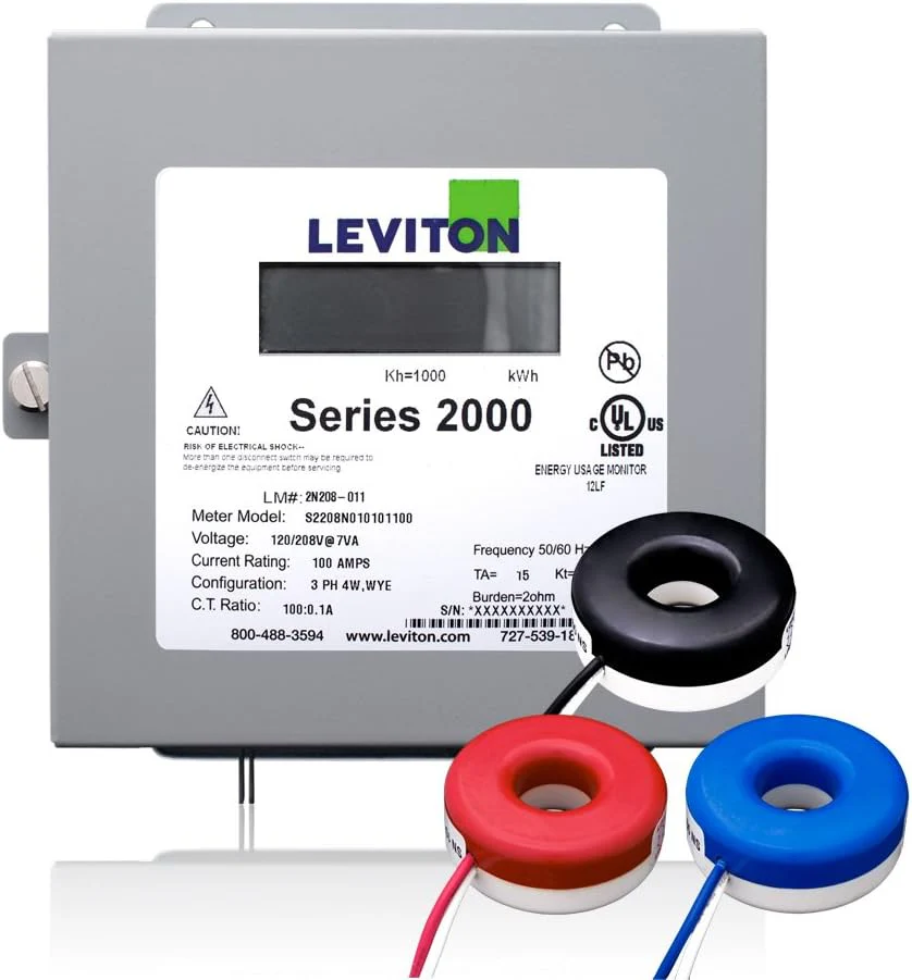 Series 2000 208V 3P4W 100A Indoor Kit with 3 Solid Core CTs, 2K208-1SW