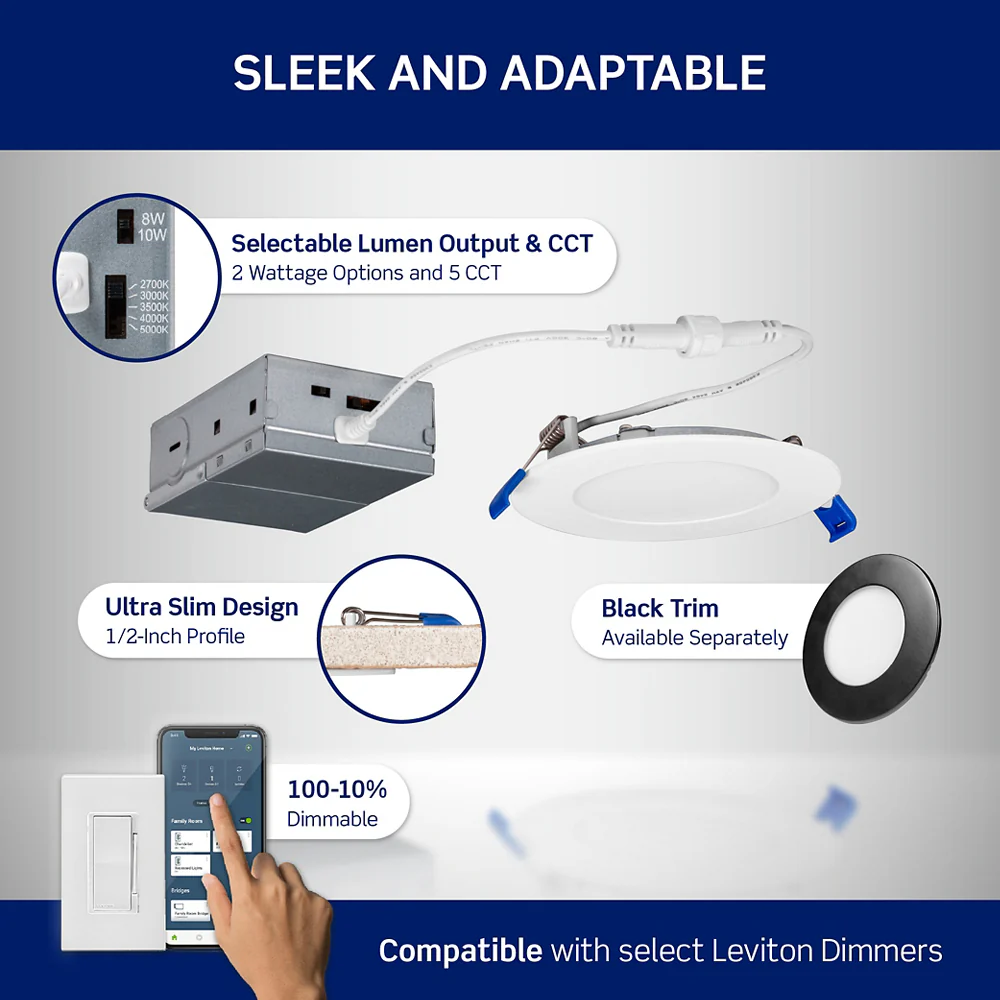 Smooth Slim Downlight with Selectable Lumen Output and CCT - Image 6
