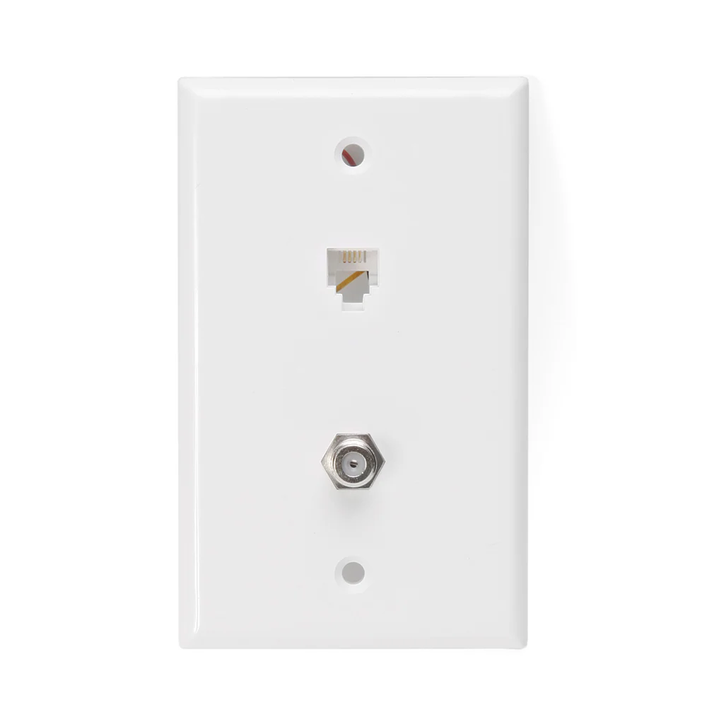 Standard Telephone Wall Jack, 6P4C x F, Screw Terminals, White, 40259-W