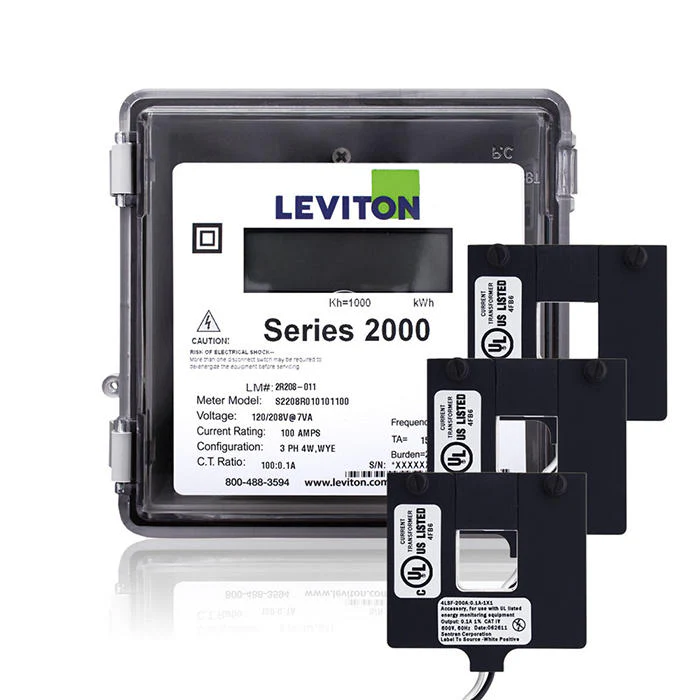 Submeter, Outdoor, 277/480V, 3 Phase 4 Wire, Max 800A, 3 Split Core Current Transformers, Electric Meter Kit, 2O480-8W