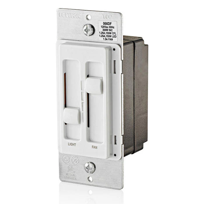 Leviton SureSlide Ceiling Fan Control and Dimmer Switch for LED, Halogen and Incandescent Bulbs, 66DF - Image 4