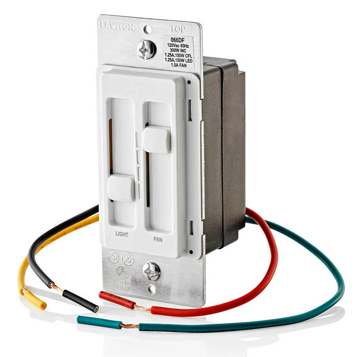 Leviton SureSlide Ceiling Fan Control and Dimmer Switch for LED, Halogen and Incandescent Bulbs, 66DF - Image 6