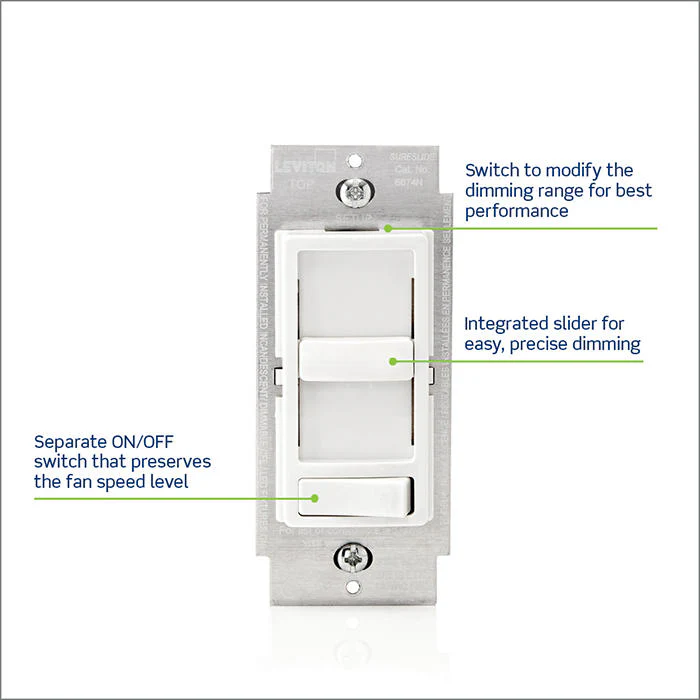 SureSlide Dimmer Switch for Dimmable LED, Halogen and Incandescent Bulbs, Neutral Wire Required, 6674N-10W - Image 3