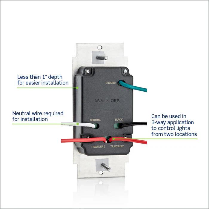 SureSlide Dimmer Switch for Dimmable LED, Halogen and Incandescent Bulbs, Neutral Wire Required, 6674N-10W - Image 4