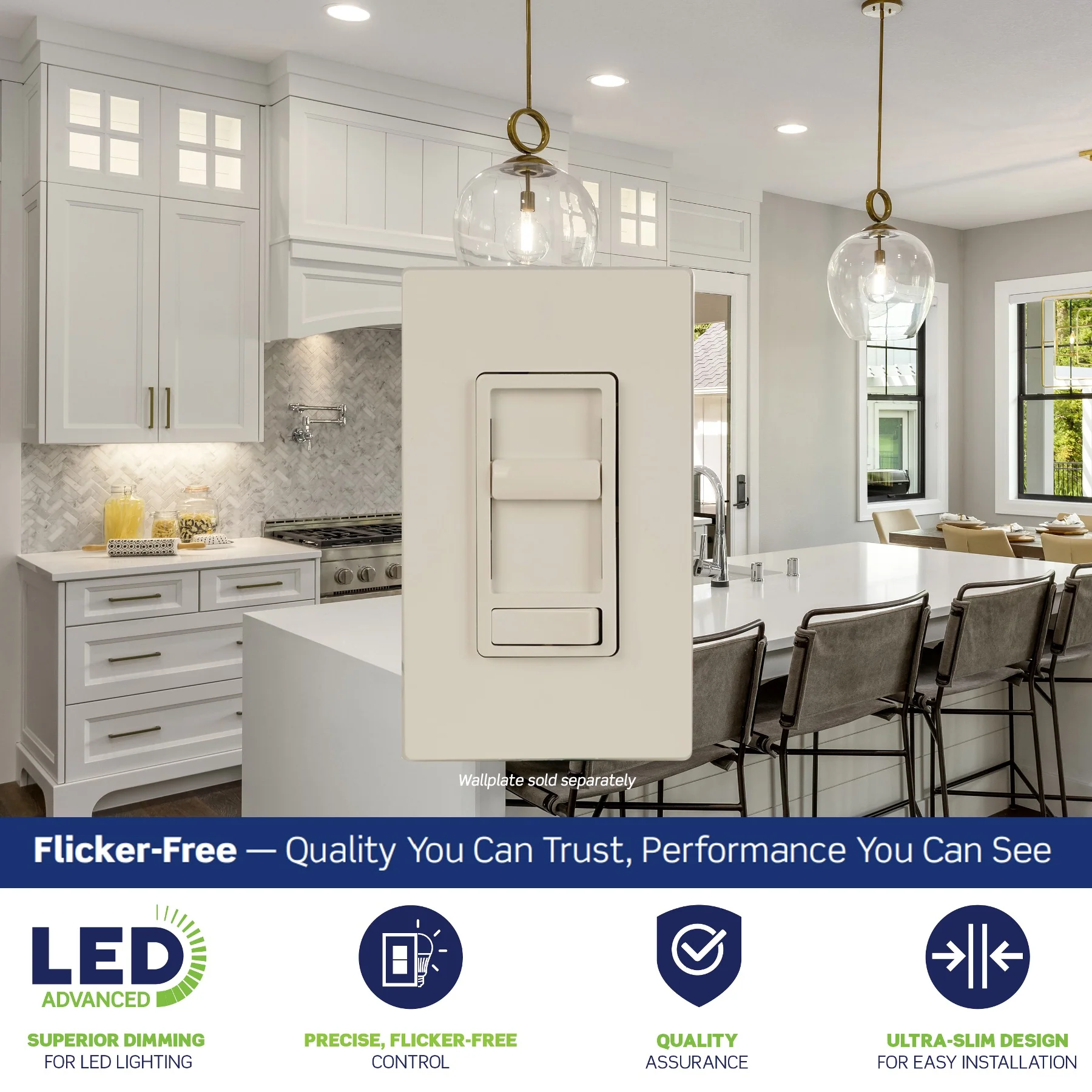 SureSlide LED Advanced Dimmer Switch for 150W Dimmable LED, Halogen and Incandescent Bulbs and Fixtures, 66741-00T, Light Almond - Image 3