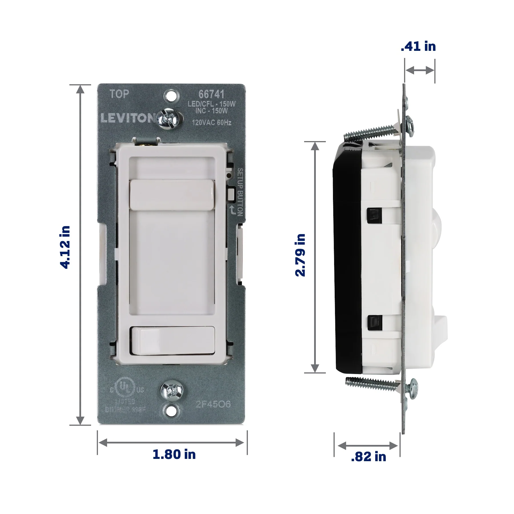 SureSlide LED Advanced Dimmer Switch for 150W Dimmable LED, Halogen and Incandescent Bulbs and Fixtures, 66741-W, White - Image 5