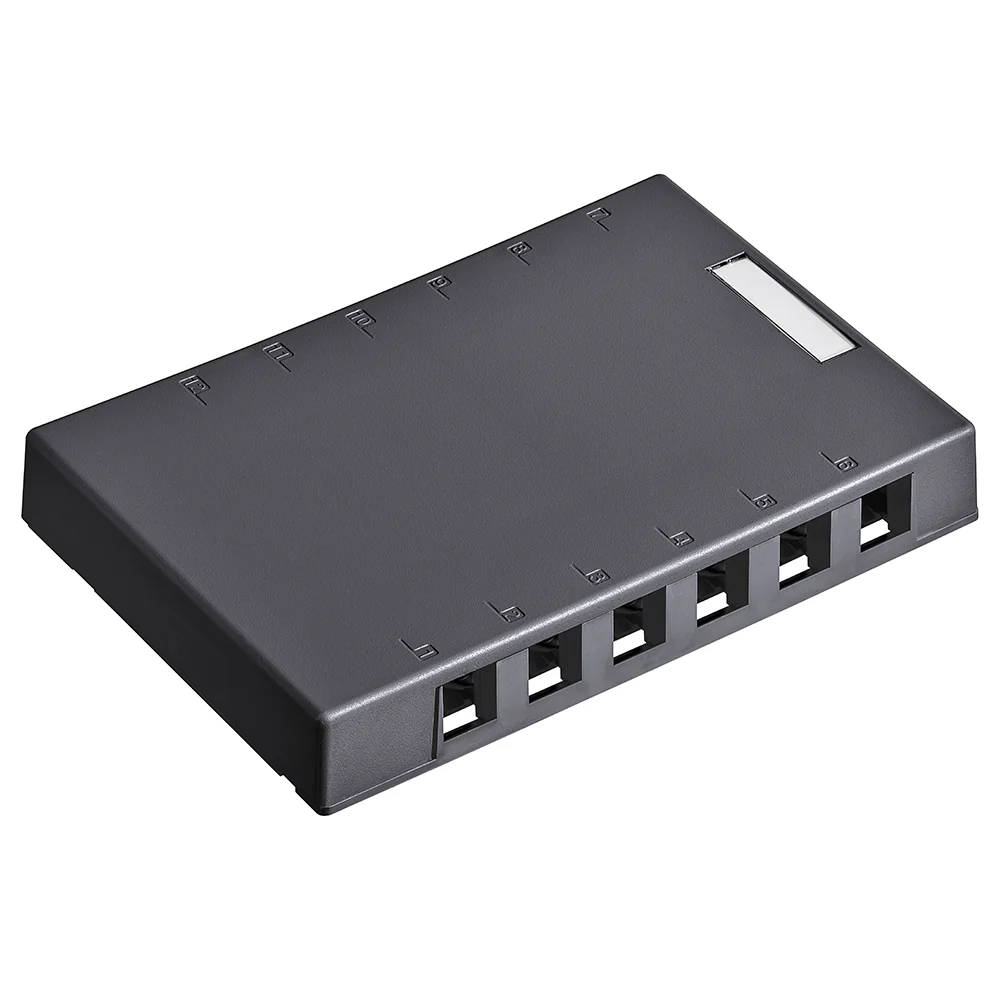 Surface-Mount QUICKPORT Box, 12-Port, Black, 41089