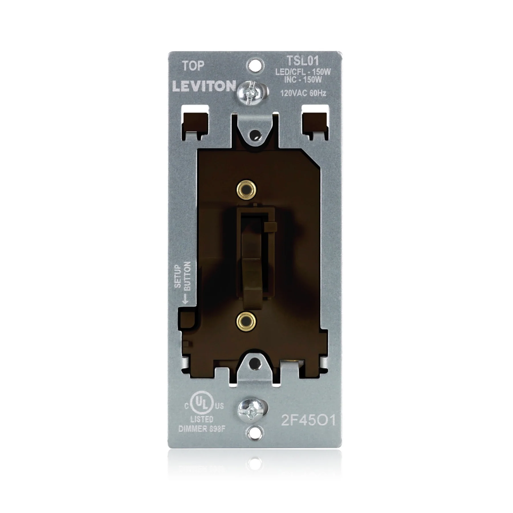 Toggle Slide LED Advanced Dimmer Switch for 150W Dimmable LED, Halogen and Incandescent Bulbs and Fixtures, TSL01-10B, Brown