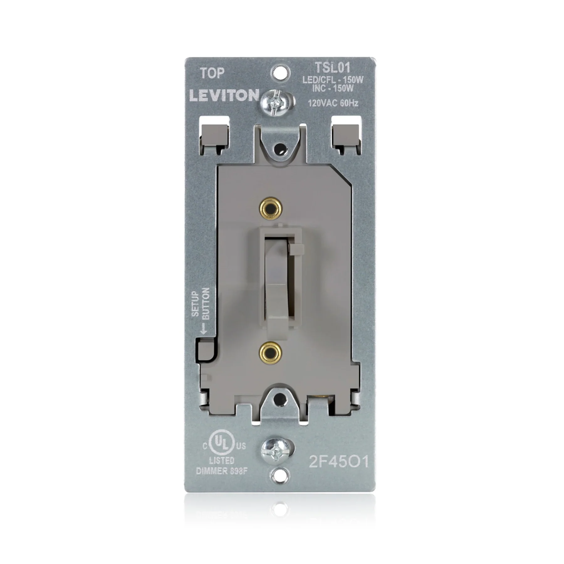 Toggle Slide LED Advanced Dimmer Switch for 150W Dimmable LED, Halogen and Incandescent Bulbs and Fixtures, TSL01-10G, Gray