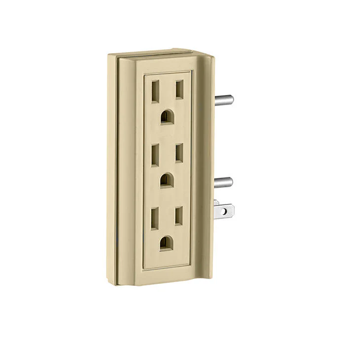 Triple Vertical Outlet/Receptacle Plug-In Adapter, Ivory, 6VERT-I