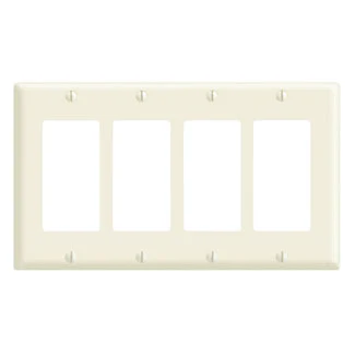Wallplate/faceplate 4 gang Decora Standard Size cof white nylon with-6-32 screws White, 80412-105-0NW