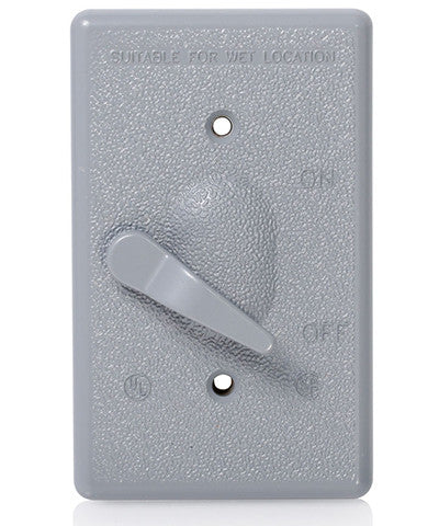 Weatherproof Cover, Metal Flat Lid, 1-Gang Switch, Gray, WM1S-GY