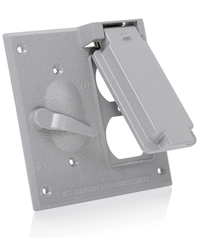 Weatherproof Cover, Metal Flat Lid, 2-Gang Switch & Duplex Receptacle, Gray, WM2SD-GY