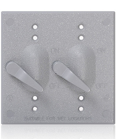 Weatherproof Cover, Metal Flat Lid, 2-Gang Switch, Gray, WM2S-GY