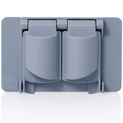 Weatherproof Cover, Plastic Flat Lid, 1-Gang Duplex Receptacle, Gray, WP1D-GY