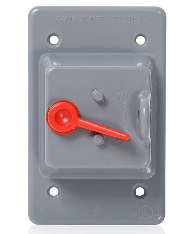 Weatherproof Cover, Plastic Flat Lid, 1-Gang Switch, Gray, WP1S-GY