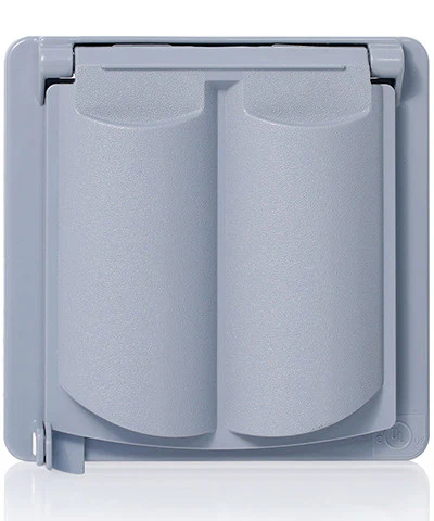 Weatherproof Cover, Plastic Flat Lid, 2-Gang Decora, GFCI or Duplex Receptacle or Single Receptacle, Horizontal Mount, Gray, WP2V-GY