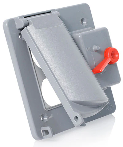 Weatherproof Cover, Plastic Flat Lid, 2-Gang Switch & Duplex Receptacle, Gray, WP2SD-GY